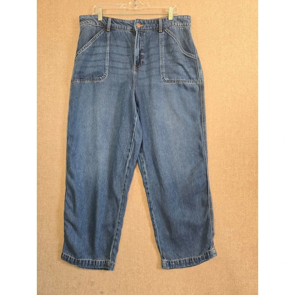Talbots Summerweight Straight Leg Ankle Jean 14 Franklin Wash 100% Tencel Blue